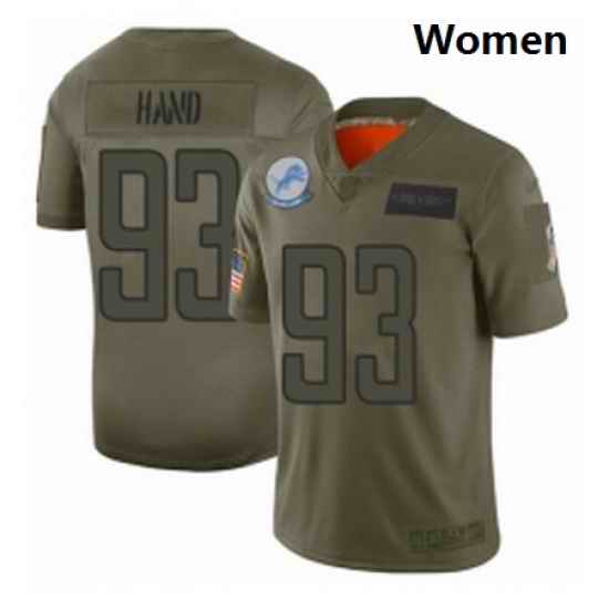 Womens Detroit Lions 93 DaShawn Hand Limited Camo 2019 Salute to Service Football Jersey